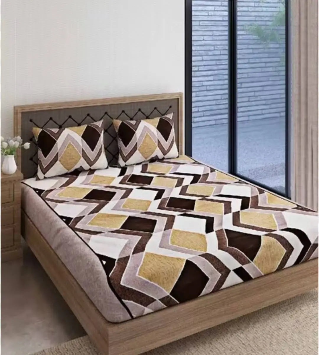 Triangle Print Cotton King Size Bed Sheets 7
